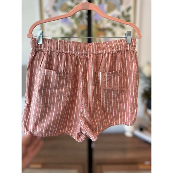 NWT Marine Layer Hi-Rise Beach Shorts Bombay Brown White Stripe Womens Sze Large - Picture 5 of 12
